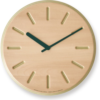 Lemnos Стенен часовник Paper Wood Line зелени стрелки 29 см (DRL19-06 GN)