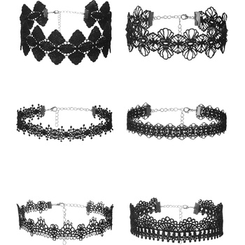 SuperLove Sexy Lace Choker Set Black 6pcs