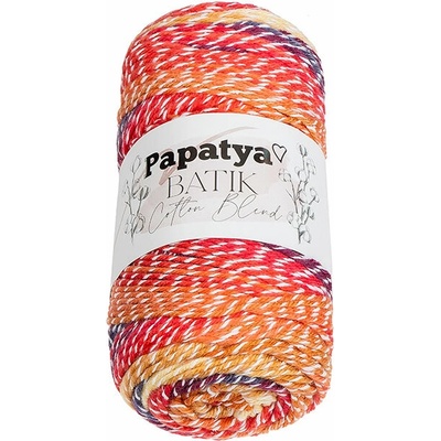 BELLATEX Priadza Papatya Cotton Blend batik 100 g, 1009 biela, oranžová, červená