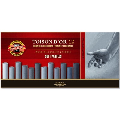 Koh-I-Noor Toison Soft Pastels Sada suchých pastelov greys 12 ks