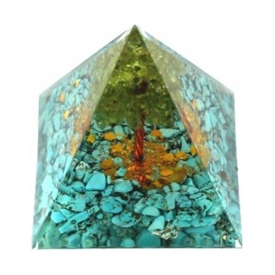 Orgonitová pyramida - Zlatý strom - tyrkysový