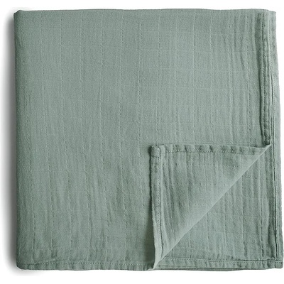 Mushie Muslin Swaddle Blanket Organic Cotton пелена за повиване Roman Green 120cm x 120cm