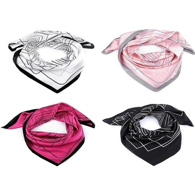 saténový šátek s geometrickými vzory 3 pink
