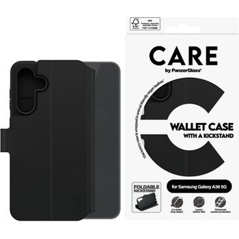 Panzer Калъф Care by PanzerGlass за Samsung Galaxy A36 5G, Feature Wallet, Kickstand, Черен