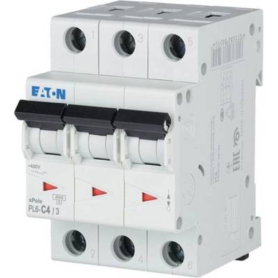 Автоматичен прекъсвач eaton pl6-c4/3, 286597 - 4 a, 3p (286597)
