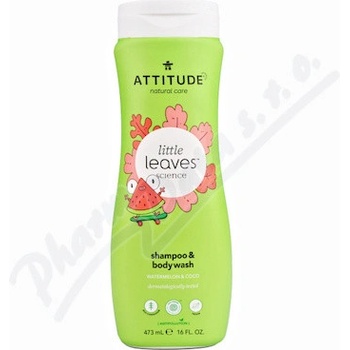 ATTITUDE Little leaves detské telové mydlo a šampón 2 v 1 s vôňou melónu a kokosu 473 ml