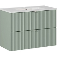 Comad Koupelnová skříňka s keramickým umyvadlem Line Reed Green 80 cm - zelená