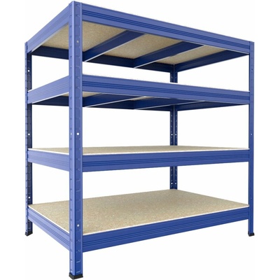 Biedrax Regál do domácnosti 60 x 90 x 90 cm, modrý, 4 police OSB 10 mm, nosnost 300 kg na polici