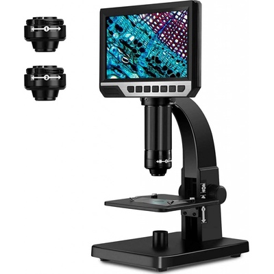 K&F Concept K&F LCD Digital Microscope, 7" IPS Display, 1080P, 50x-2000X Magnification Biological Microscope