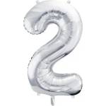 Party Deco Фолиев Балон Цифра, Сребро - 86см - 2 (fb1m-2-018)