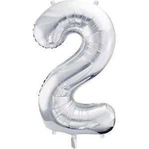 Party Deco Фолиев Балон Цифра, Сребро - 86см - 2 (fb1m-2-018)