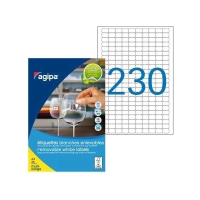 Etikety univerzálne odnímateľné 18x12mm Agipa A4 25 hárkov