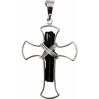 Nefertitis Turmalín skoryl postříbřený přívěsek Cross NF64776 cca 2 2 x 3 2 cm