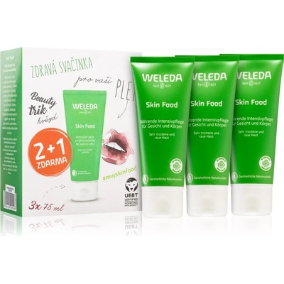 Weleda Skin Food универсален подхранващ крем с билки за много суха кожа 3x75ml