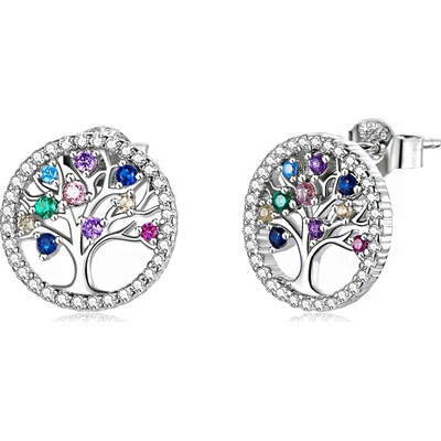 P&J Jewellery stříbrné náušnice barevný strom života SE38