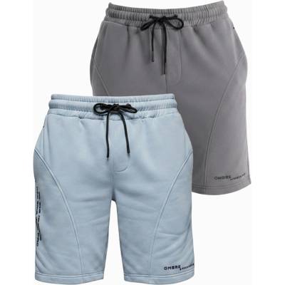Ombre Clothing Комплект две мъжки спортни шорти с печат - светло синьо/сиво V2 Z127 Ombre Clothing Ombre Clothing | Siv | МЪЖЕ | S