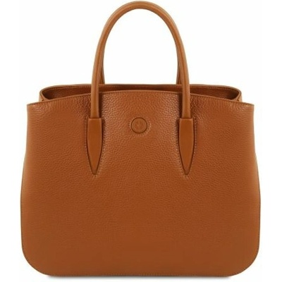 Tuscany Leather Elegantná kožená kabelka Camelia Koňaková