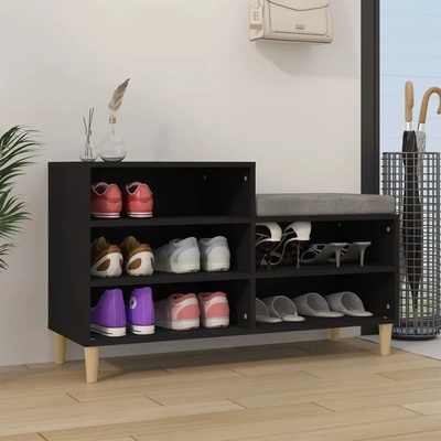 vidaXL Шкаф за обувки, черен, 102x36x60 см, инженерно дърво (819725)