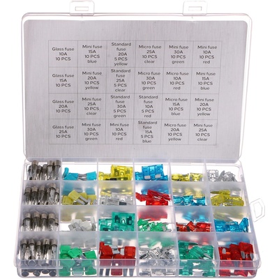 Sada nožových a skleněných automobilových pojistek MECHANIC FUSE SET 215