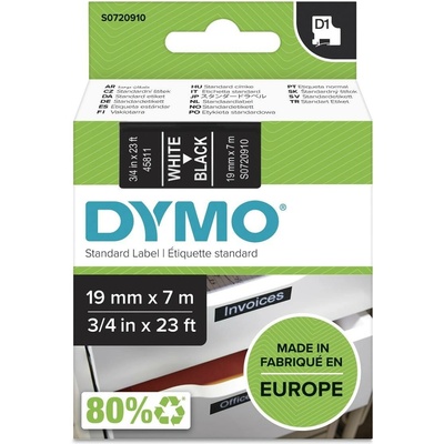 DYMO páska D1 19mm x 7m, bílá na černé, 45811, S0720910