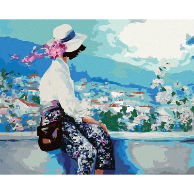 Zuty Malování Podle Čísel Žena Sedící Na Zídce 80 x 100 Cm Plátno Rám