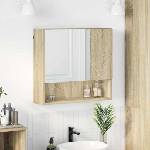vidaXL Шкаф с огледало Сонома дъб 59 x 17 x 55 см Инженерна дървесина (883366)