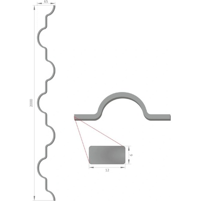 Mřížová výplň HLADKÁ, 12 x 6 mm, 2000 x 65 mm