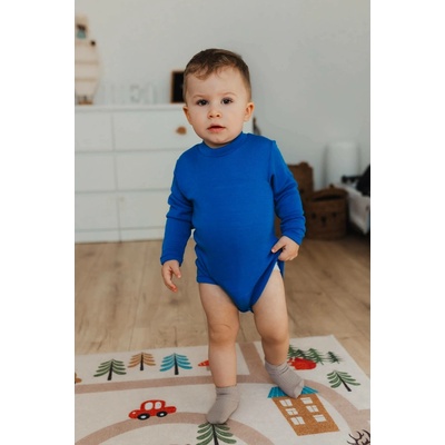 Merino body pro děti s tencelem s dlouhým rukávem modré Nebulas SAFA