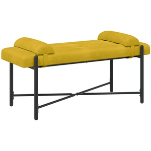vidaXL Пейка с копчета и възглавници Жълто 110 x 40 x 46 cm Кадифе (42038392)
