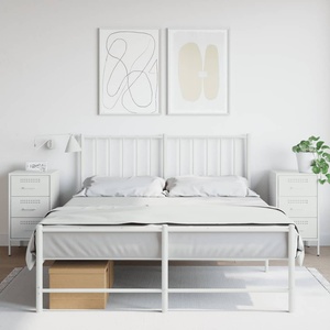 vidaXL Нощни шкафчета, 2 бр, бели, 36x39x68 см, стомана (843089)