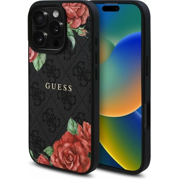 GUESS PU Leather 4G Roses MagSafe заден капак за iPhone 16 Pro черен Guess | Lilav | ЖЕНИ | UNI