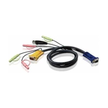 ATEN KVM кабел ATEN 2L-5301U, HD15 M + USB type A M + 2 Audio Plugs към SHDB15 M + 2 Audio Plugs, 1.2 м, 2L-5301U