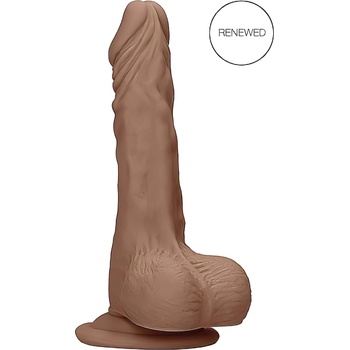 RealRock Dong 10 - реалистично дилдо с тестиси (25см) - тъмен натурален цвят