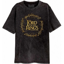 CurePink: pánské tričko Lord Of The Rings Pán prstenů: Gold Foil Logo černá