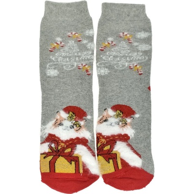 SantaGift Detské vianočné bavlnené ponožky sivé
