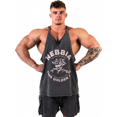 Nebbia Washed muscle back stringer Golden age černé – Zboží Dáma