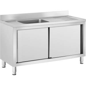 Royal Catering Кухненска мивка за търговски цели - 1 мивка - Royal Catering - Неръждаема стомана - 140 x 60 см RC-IKS05 (RC-IKS05)