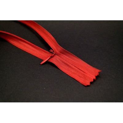 Nedeliteľný skrytý zips (3mm) rôzne farby - dĺžka 18 cm - 60 cm 18 cm Červená 2