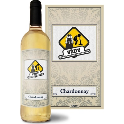 Sablio Vždycky pamatuj na svoje kamarády Chardonnay biele suché víno 12 % 0,75 l (čistá fľaša)