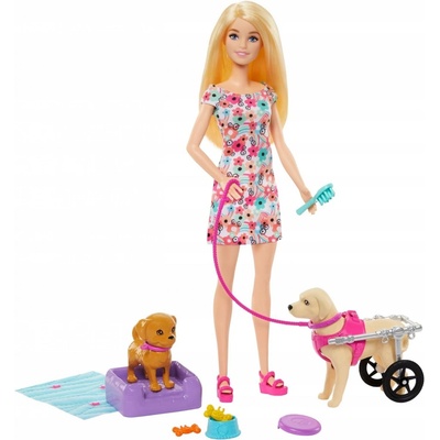 Mattel Barbie panenka a pejsek s invalidním vozíčkem