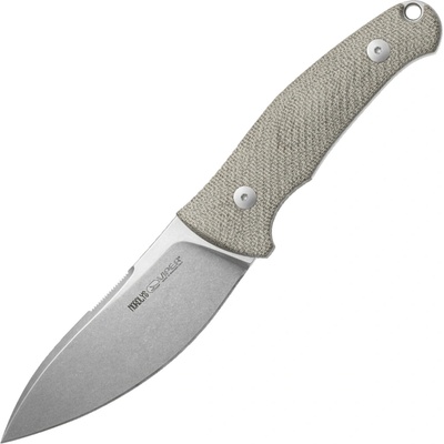 Viper NORDLYS Drop Point Stonewash N690Co, Green Canvas Micarta, Leather Sheath VT4044CG