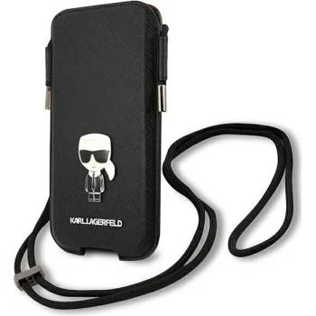 KARL LAGERFELD Karl Lagerfeld KLHCP12LOPHKMK Saffiano Ikonik универсален калъф, до 6.7", черен (KLD874BLK)