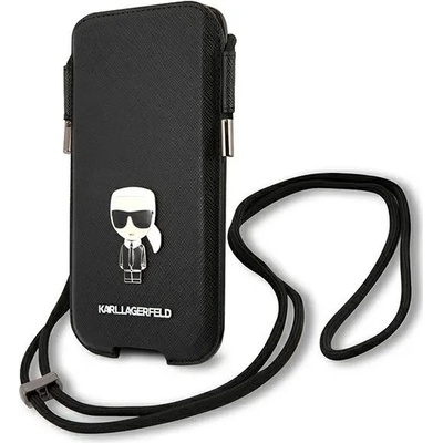 KARL LAGERFELD Karl Lagerfeld KLHCP12LOPHKMK Saffiano Ikonik универсален калъф, до 6.7", черен (KLD874BLK)