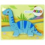 LEAN Toys Wooden Puzzle Dinosaur Brachiosaurus Blue
