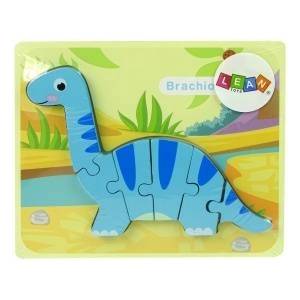 LEAN Toys Wooden Puzzle Dinosaur Brachiosaurus Blue