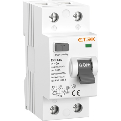 Etek 1P+N 25A 6KA 30mA typ A EKL1-80-1N2530A