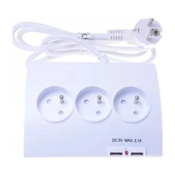 PremiumCord Prelocking power 230V 1.5m 5 sockets+switch+2x USB 2A