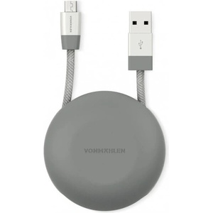 Vonmahlen Premium Cable USB-A to microUSB - USB-A към microUSB 2.0 плетен кабел за устройства с USB-C порт (100 см) (сребрист) (E070P0004)