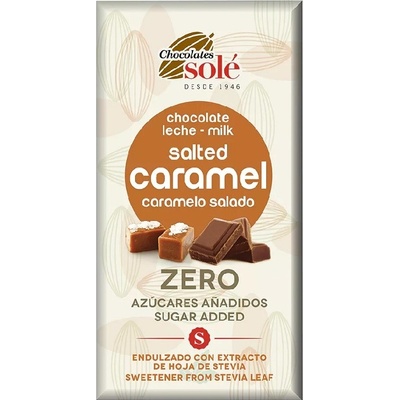 SOLÉ Mliečna čokoláda 39% bez cukru, s príchuťou slaný karamel a prírodnými sladidlami 100g