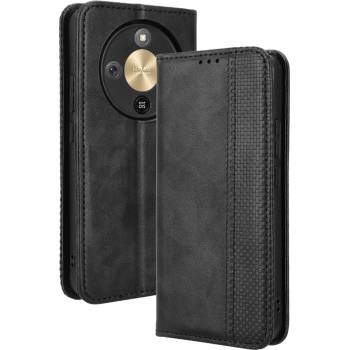 Huawei Калъф Портфейл за Honor Magic8 Lite 5G - Кожен с Ретро Дизайн, Мозаечна Граница, Стенд, Джобове за Карти, Магнитно Затваряне, Вкл. Протектор